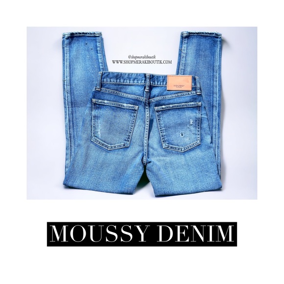 Moussy Vintage MV | Howa Distressed Paint Splatter Sewn Knee Patch Jeans - Picture 3 of 11